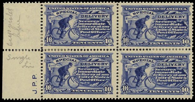 US Stamp Values Scott Catalogue E8 - 1911 10c Special Delivery. Daniel Kelleher Auctions, Jan 2012, Sale 628, Lot 704