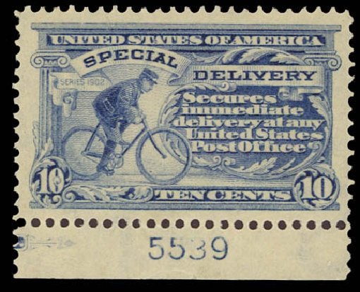 Price of US Stamp Scott Cat. E8: 1911 10c Special Delivery. Daniel Kelleher Auctions, Aug 2012, Sale 631, Lot 1656