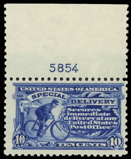 Values of US Stamp Scott Catalog #E9 - 1914 10c Special Delivery. Daniel Kelleher Auctions, Jan 2012, Sale 628, Lot 705
