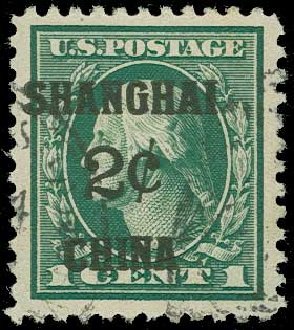 US Stamps Prices Scott Cat. # K1: 2c 1919 China Shanghai on 1c. H.R. Harmer, Jun 2015, Sale 3007, Lot 3477