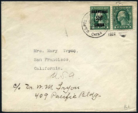 US Stamp Price Scott Cat. # K1: 1919 2c China Shanghai on 1c. Harmer-Schau Auction Galleries, Aug 2011, Sale 90, Lot 1689