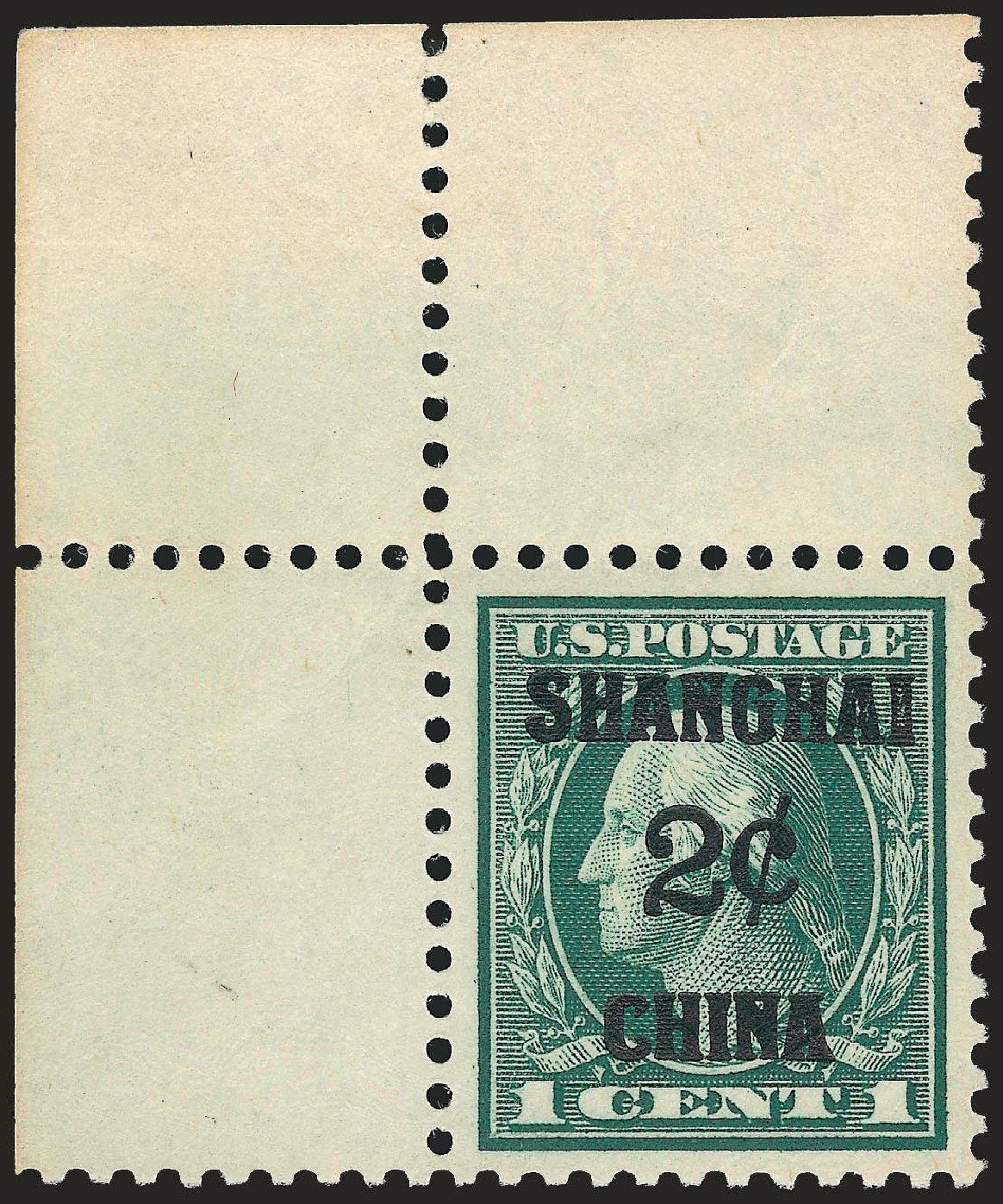 Price of US Stamps Scott Cat. #K1 - 2c 1919 China Shanghai on 1c. Robert Siegel Auction Galleries, Sep 2009, Sale 968B, Lot 849