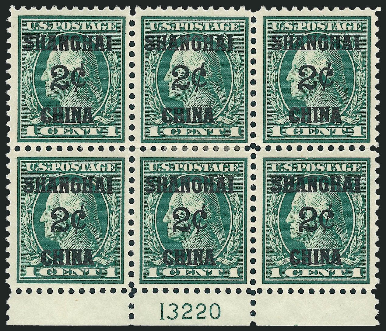 US Stamp Prices Scott Cat. K1: 2c 1919 China Shanghai on 1c. Robert Siegel Auction Galleries, Jun 2009, Sale 975, Lot 2211