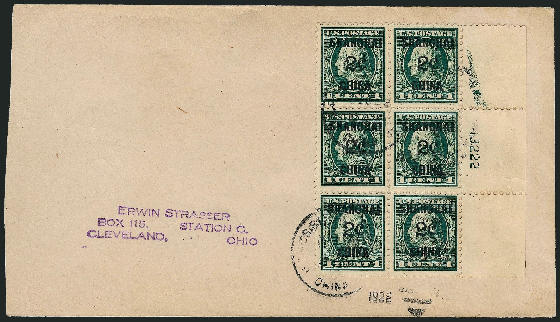 Price of US Stamps Scott Cat. #K1: 2c 1919 China Shanghai on 1c. Robert Siegel Auction Galleries, Sep 2008, Sale 962, Lot 3012