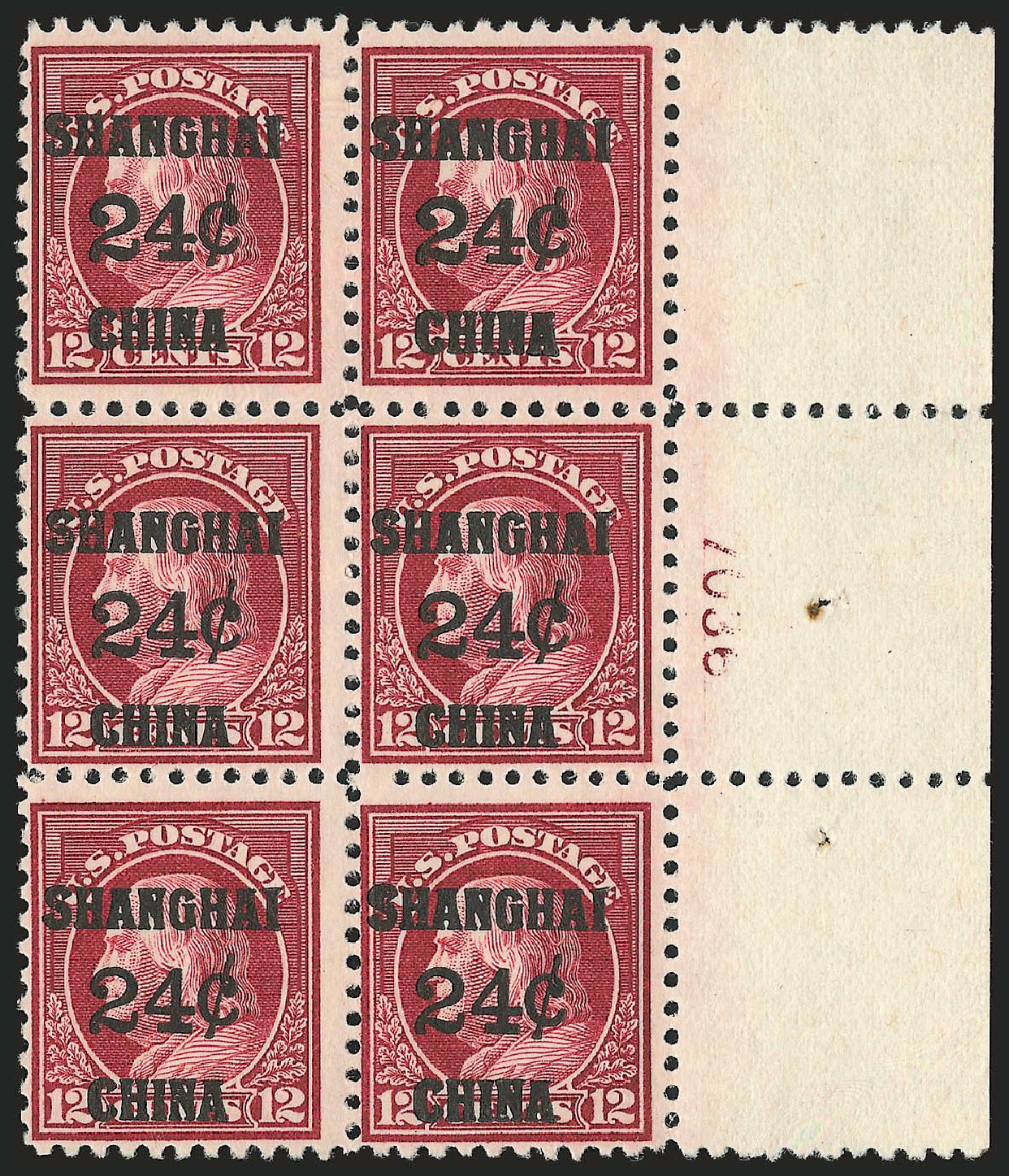 Value of US Stamps Scott #K11: 24c 1919 China Shanghai on 12c. Robert Siegel Auction Galleries, Dec 2009, Sale 982, Lot 6127