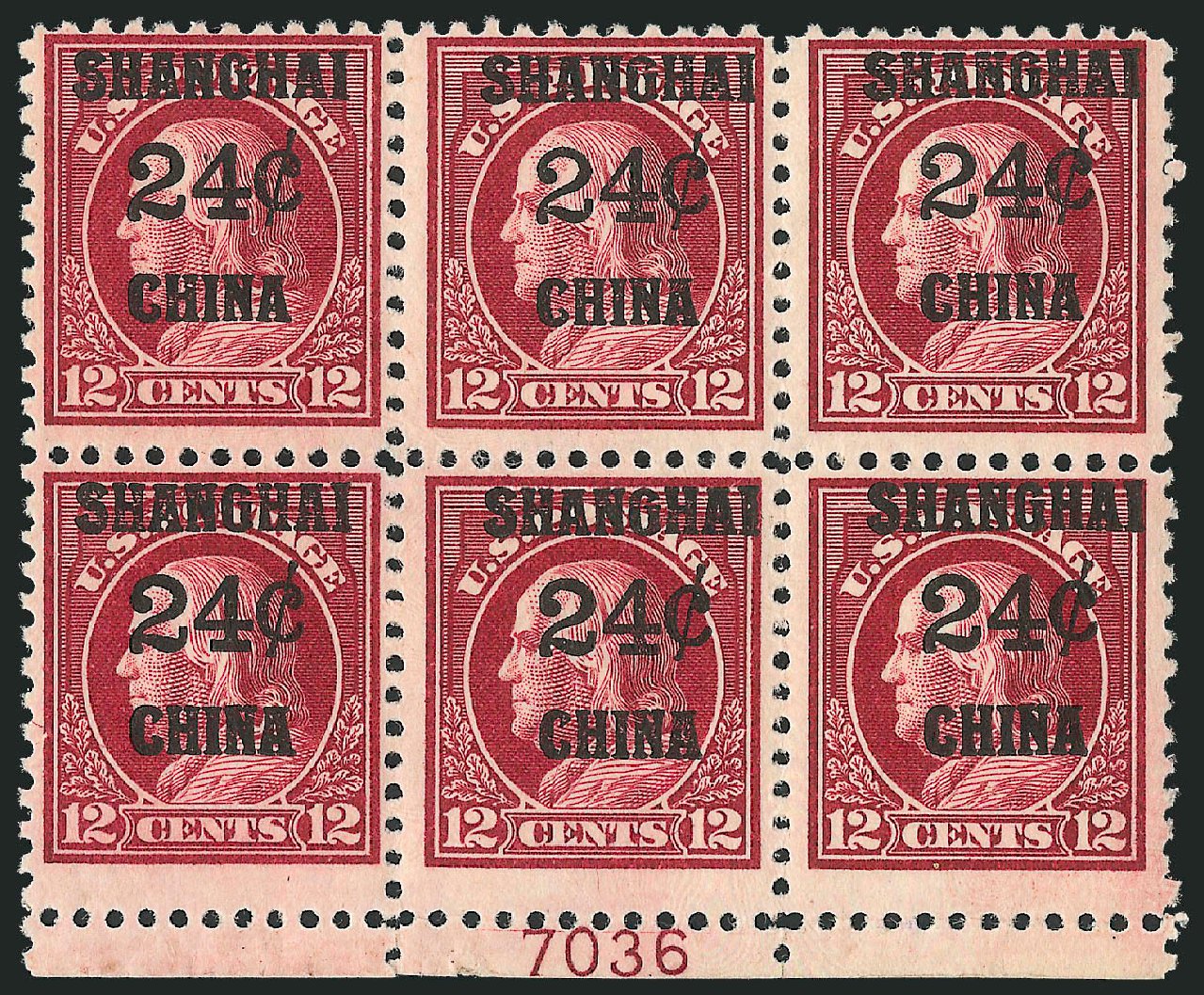 Cost of US Stamps Scott Cat. #K11 - 1919 24c China Shanghai on 12c. Robert Siegel Auction Galleries, Nov 2013, Sale 1061, Lot 4141