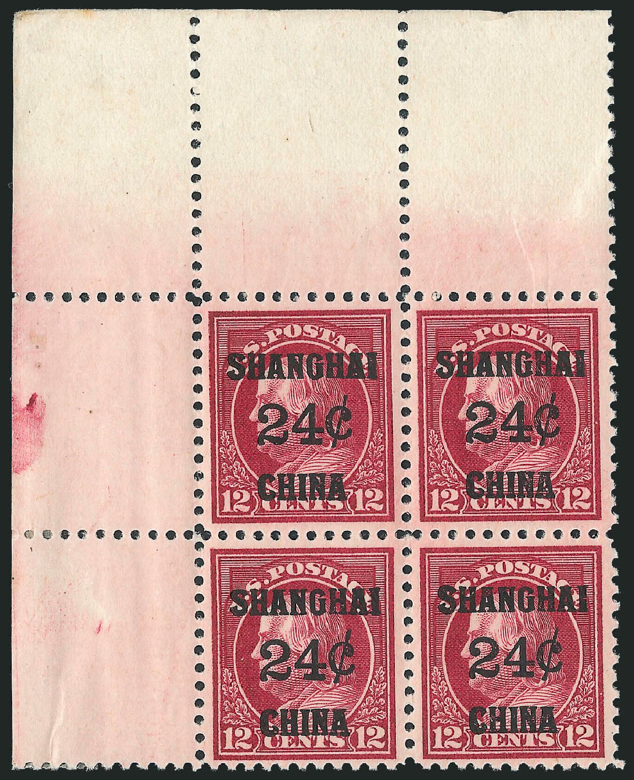 US Stamp Prices Scott Catalog K11: 1919 24c China Shanghai on 12c. Robert Siegel Auction Galleries, Dec 2012, Sale 1037, Lot 2323