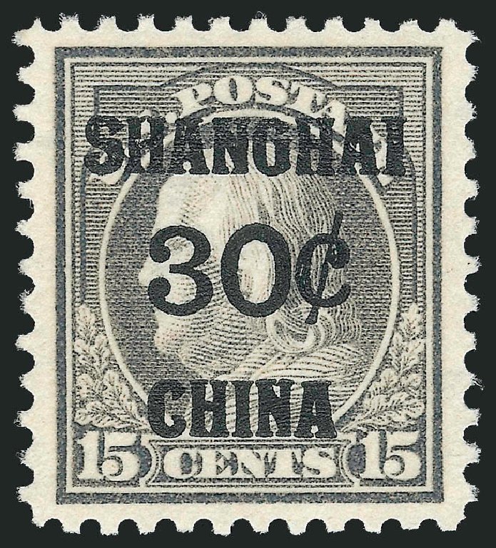 Price of US Stamp Scott Catalog # K12: 30c 1919 China Shanghai on 15c. Robert Siegel Auction Galleries, Dec 2011, Sale 1017, Lot 948