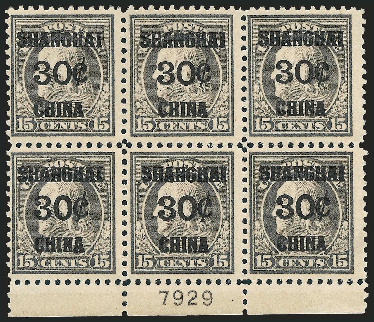 US Stamps Price Scott Catalogue #K12 - 1919 30c China Shanghai on 15c. Robert Siegel Auction Galleries, Dec 2009, Sale 982, Lot 6129