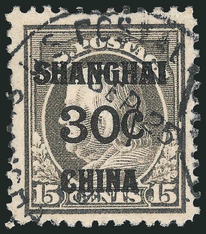 US Stamp Prices Scott Catalogue #K12: 1919 30c China Shanghai on 15c. Robert Siegel Auction Galleries, Oct 2011, Sale 1014, Lot 2333