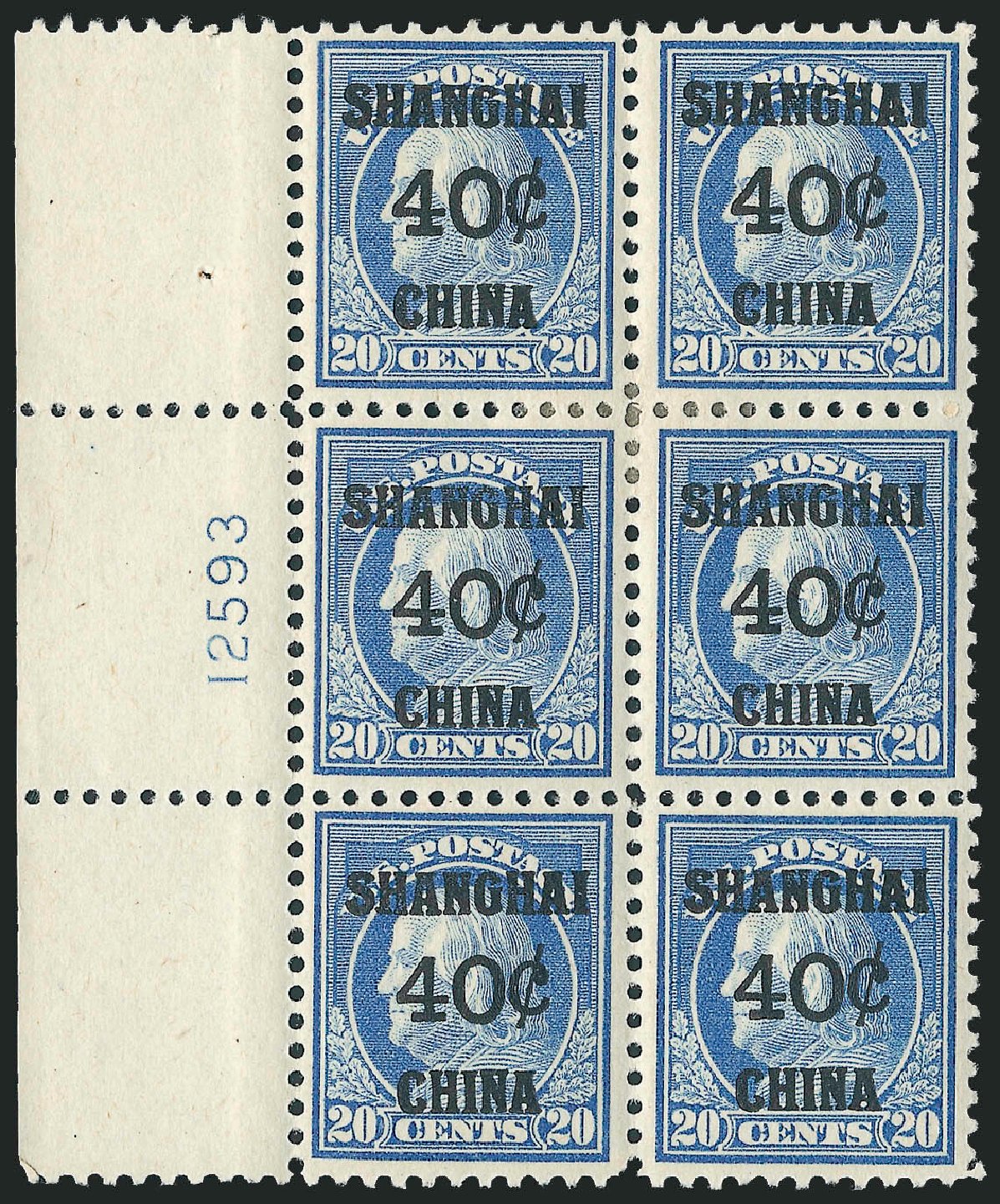 Value of US Stamps Scott K13: 40c 1919 China Shanghai on 20c. Robert Siegel Auction Galleries, Jun 2009, Sale 975, Lot 2220