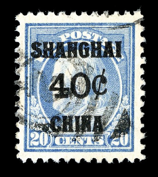 US Stamp Prices Scott Catalog # K13 - 1919 40c China Shanghai on 20c. Spink Shreves Galleries, May 2014, Sale 148, Lot 391
