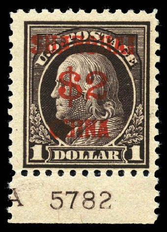 Cost of US Stamps Scott # K16: US$2.00 1919 China Shanghai on $1. Matthew Bennett International, Mar 2012, Sale 344, Lot 4810