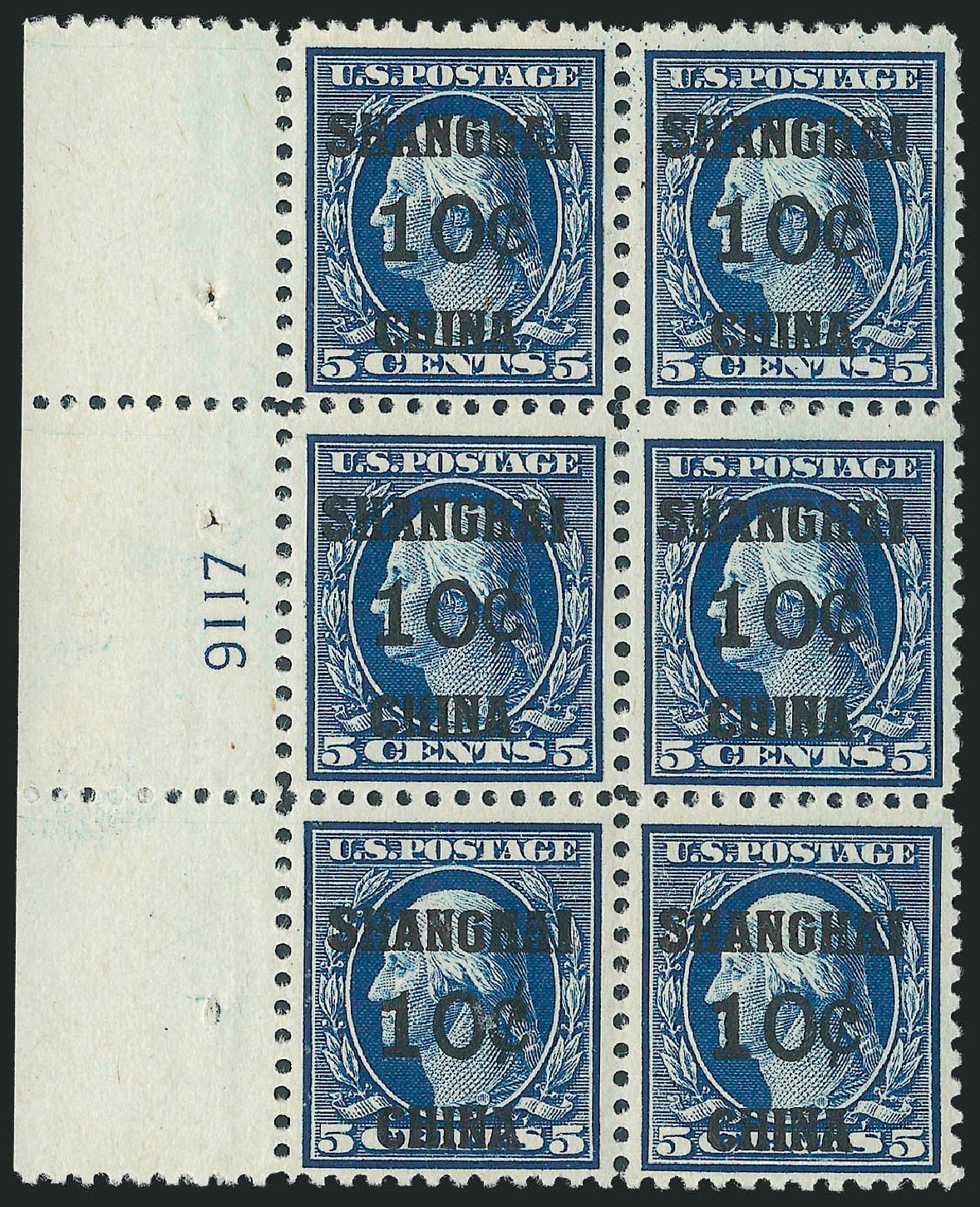 US Stamps Value Scott Catalogue #K5: 10c 1919 China Shanghai on 5c. Robert Siegel Auction Galleries, Oct 2011, Sale 1014, Lot 2321