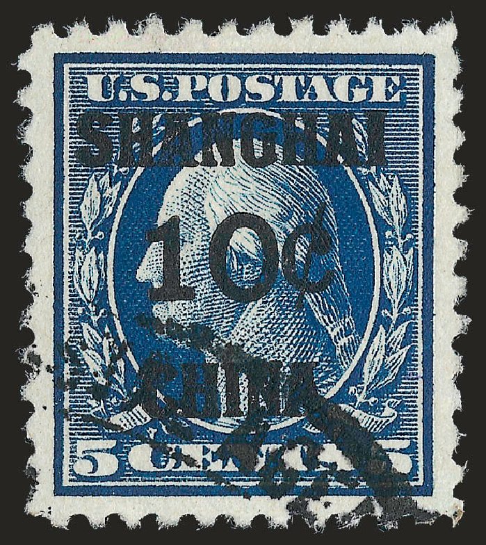 Price of US Stamp Scott Catalogue K5 - 10c 1919 China Shanghai on 5c. Robert Siegel Auction Galleries, Dec 2008, Sale 967, Lot 5134
