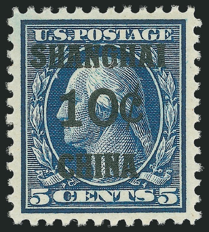 US Stamp Values Scott Catalog # K5 - 10c 1919 China Shanghai on 5c. Robert Siegel Auction Galleries, Dec 2008, Sale 967, Lot 5133