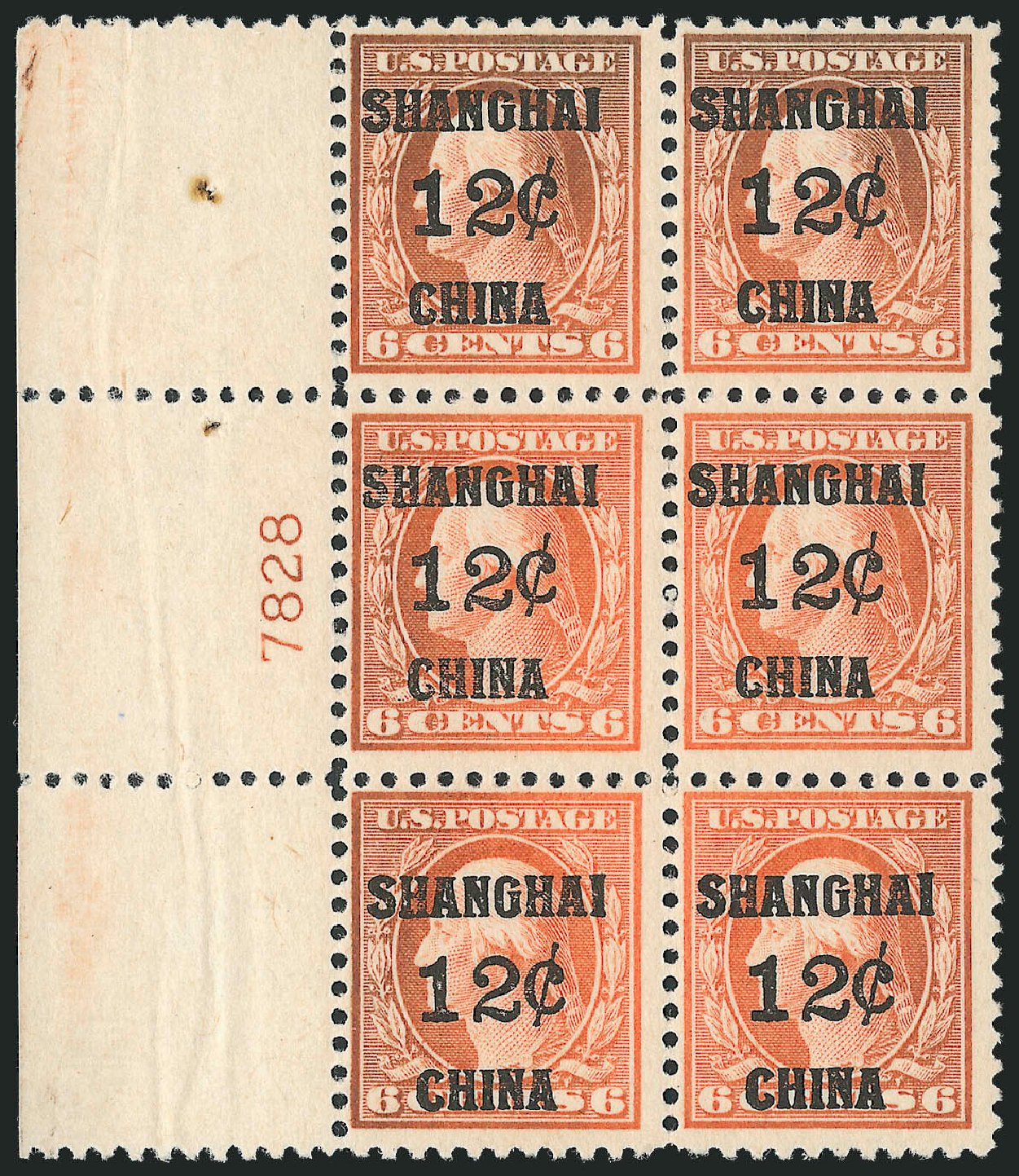 Cost of US Stamps Scott Catalog # K6: 12c 1919 China Shanghai on 6c. Robert Siegel Auction Galleries, Oct 2010, Sale 997, Lot 6237