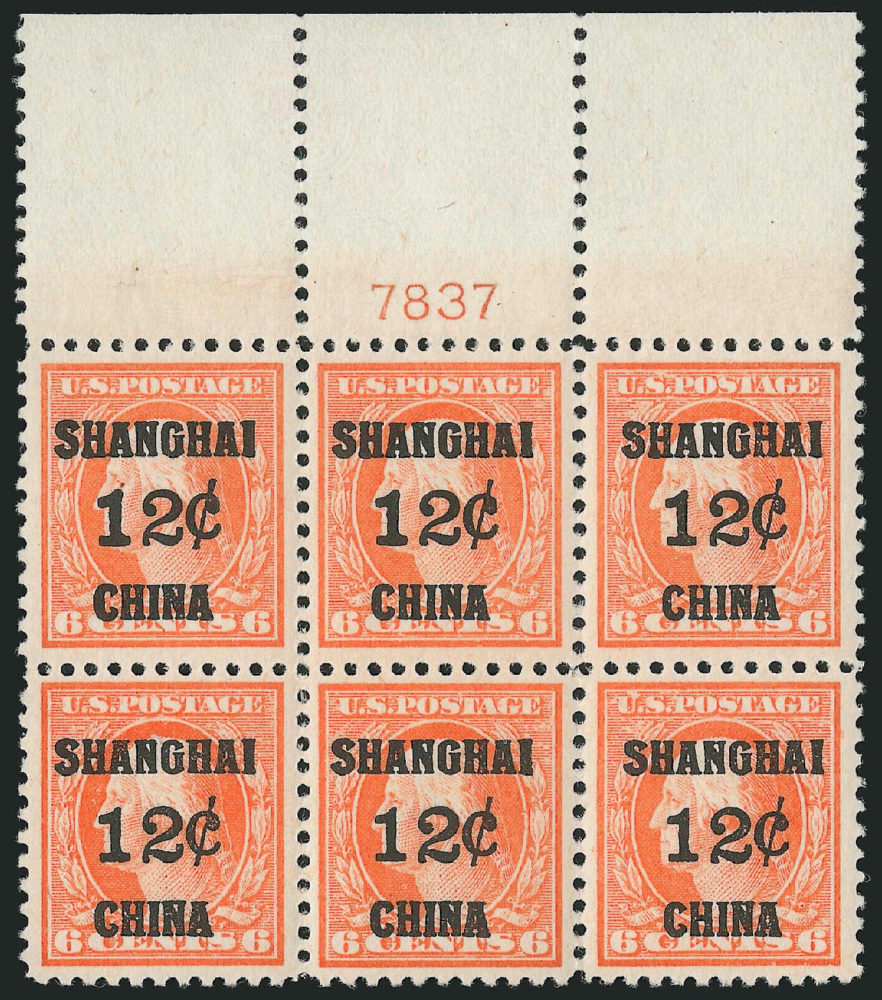 Prices of US Stamp Scott Catalog # K6: 1919 12c China Shanghai on 6c. Robert Siegel Auction Galleries, Apr 2010, Sale 984, Lot 1141