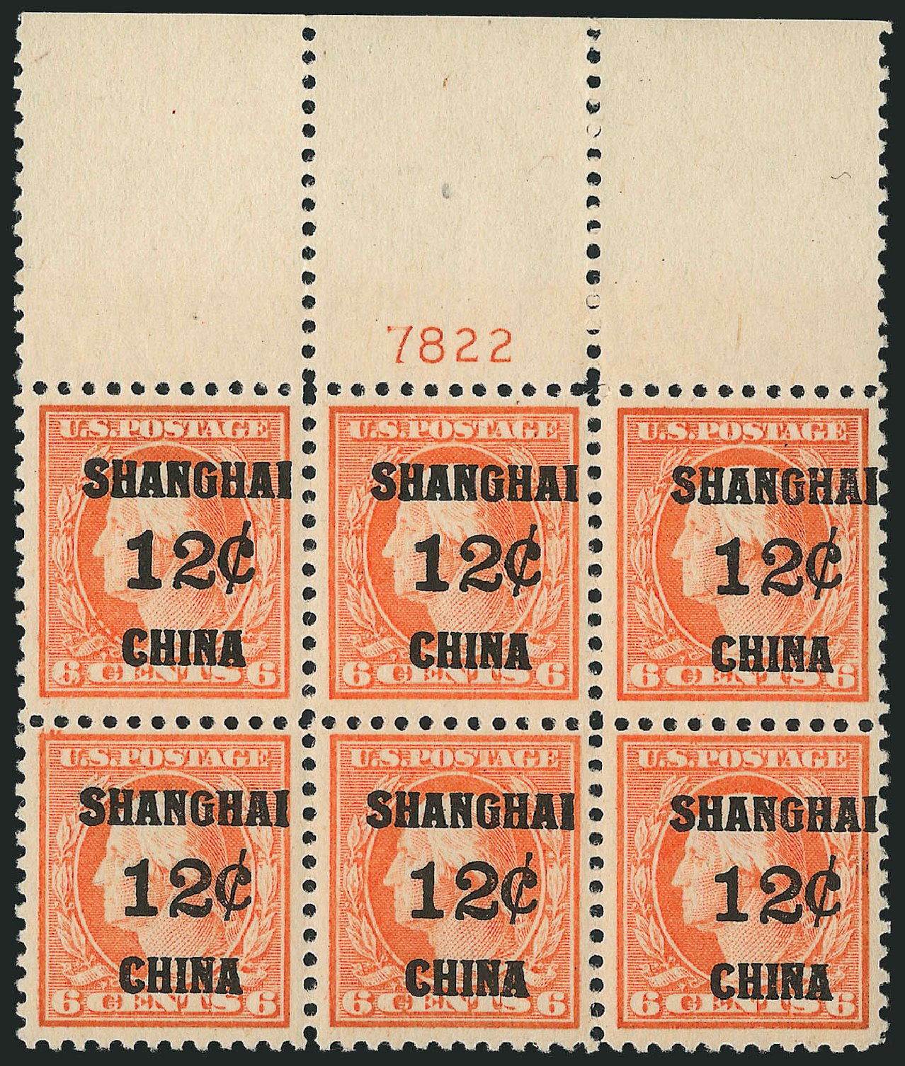 US Stamps Value Scott #K6 - 12c 1919 China Shanghai on 6c. Robert Siegel Auction Galleries, Dec 2008, Sale 967, Lot 5135