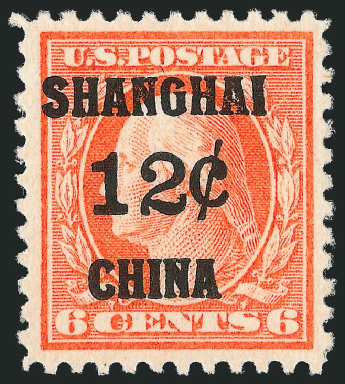Cost of US Stamps Scott Cat. # K6 - 1919 12c China Shanghai on 6c. Robert Siegel Auction Galleries, Sep 2008, Sale 962, Lot 3016
