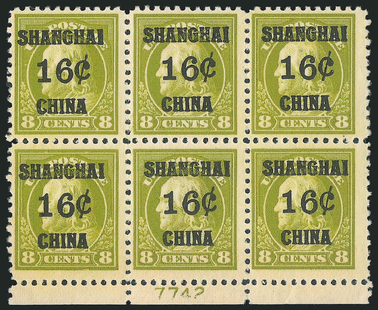 US Stamp Prices Scott Catalog #K8: 1919 16c China Shanghai on 8c. Robert Siegel Auction Galleries, Mar 2014, Sale 1067, Lot 1699