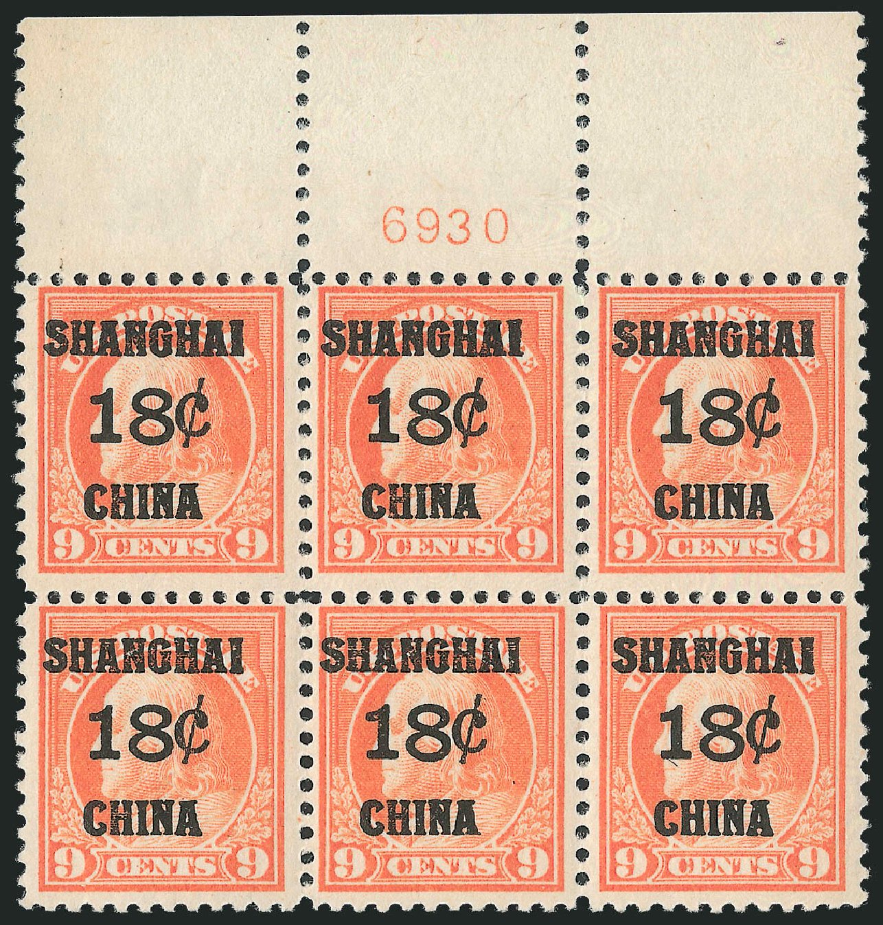 Costs of US Stamps Scott Catalog #K9: 1919 18c China Shanghai on 9c. Robert Siegel Auction Galleries, Oct 2011, Sale 1014, Lot 2329