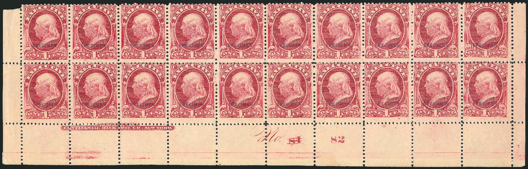 Costs of US Stamp Scott #O10: 1873 1c Executive Official. Robert Siegel Auction Galleries, Mar 2012, Sale 1019, Lot 974