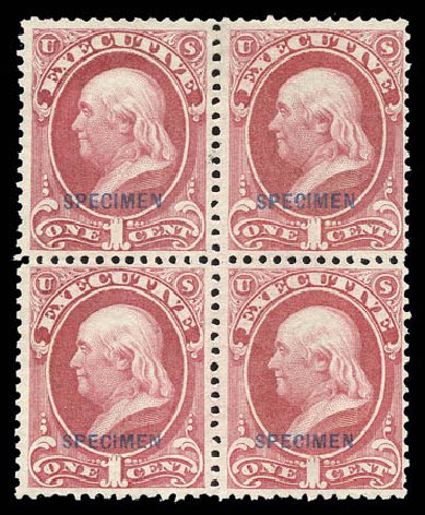 Costs of US Stamp Scott Catalogue # O10: 1873 1c Executive Official. Matthew Bennett International, Sep 2010, Sale 333, Lot 4003