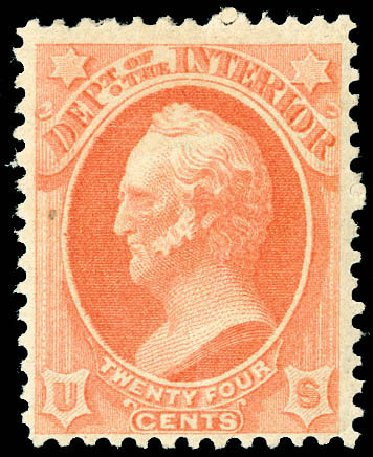 Values of US Stamps Scott Catalog # O103: 1879 24c Interior Official. Matthew Bennett International, Dec 2008, Sale 330, Lot 1931
