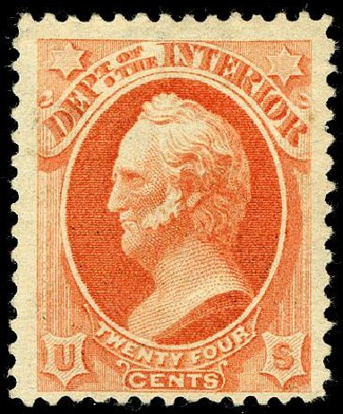 US Stamp Values Scott Catalogue O103 - 24c 1879 Interior Official. Matthew Bennett International, May 2008, Sale 327, Lot 304
