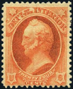 Value of US Stamps Scott Cat. O103: 24c 1879 Interior Official. Harmer-Schau Auction Galleries, Aug 2012, Sale 94, Lot 1826