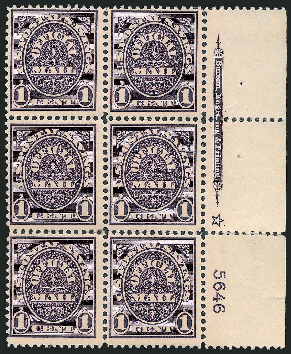 Cost of US Stamp Scott Cat. #O124 - 1c 1911 Postal Savings Official. Robert Siegel Auction Galleries, Jun 2010, Sale 991, Lot 1485
