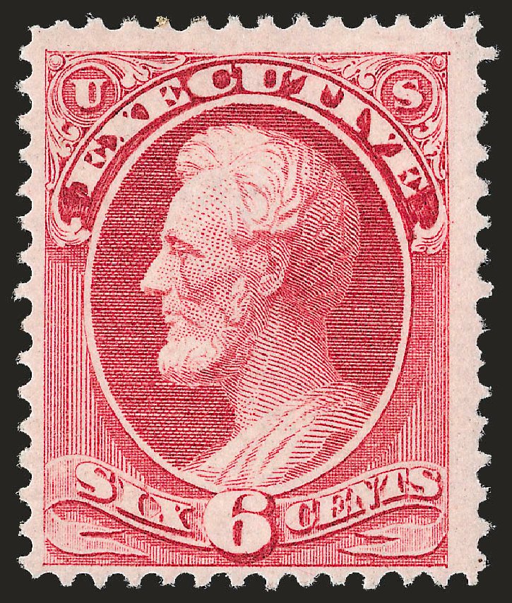 US Stamps Values Scott # O13 - 1873 6c Executive Official. Robert Siegel Auction Galleries, Dec 2009, Sale 982, Lot 6138
