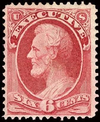 Value of US Stamp Scott Catalog #O13 - 1873 6c Executive Official. Cherrystone Auctions, Nov 2010, Sale 201011, Lot 211