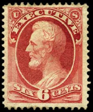 US Stamps Values Scott #O13 - 1873 6c Executive Official. Harmer-Schau Auction Galleries, Feb 2012, Sale 92, Lot 1321