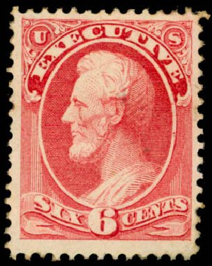 Cost of US Stamp Scott Catalogue O13: 1873 6c Executive Official. Daniel Kelleher Auctions, Jan 2015, Sale 663, Lot 2146