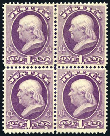 Prices of US Stamp Scott Catalogue # O25 - 1c 1873 Justice Official. Harmer-Schau Auction Galleries, Aug 2011, Sale 90, Lot 1717