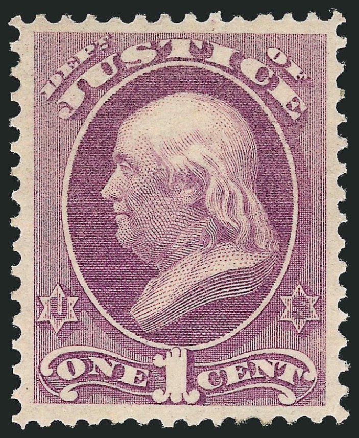 US Stamp Prices Scott Cat. #O25 - 1c 1873 Justice Official. Robert Siegel Auction Galleries, Mar 2011, Sale 1007, Lot 3037