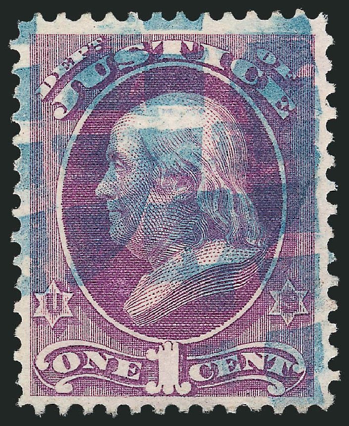 Value of US Stamp Scott Catalogue #O25 - 1c 1873 Justice Official. Robert Siegel Auction Galleries, Jun 2011, Sale 1011, Lot 888