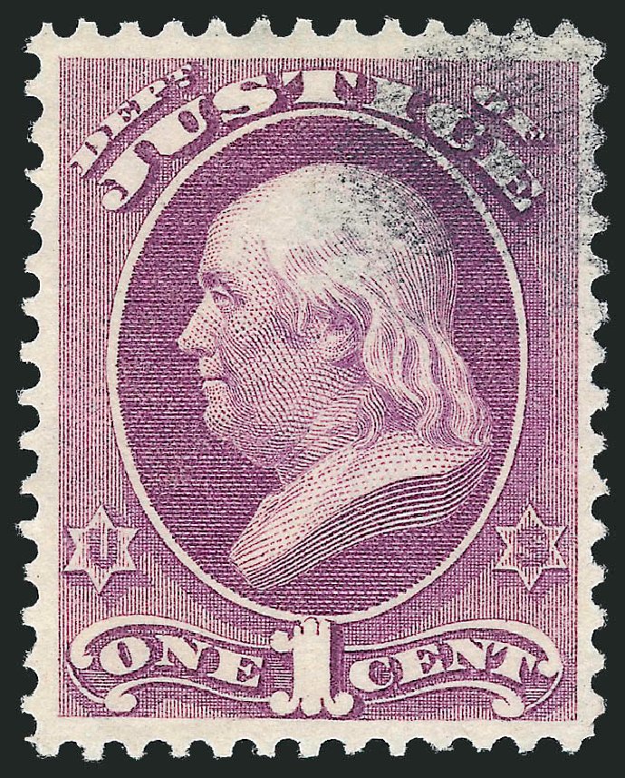 US Stamps Price Scott Cat. # O25 - 1873 1c Justice Official. Robert Siegel Auction Galleries, Oct 2012, Sale 1032, Lot 3658