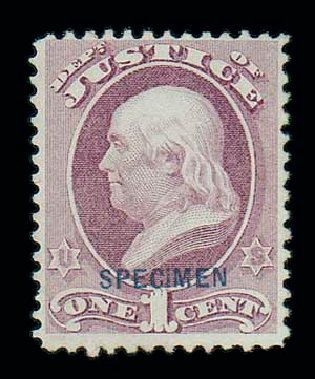 US Stamps Price Scott Catalog O25 - 1873 1c Justice Official. Matthew Bennett International, Jun 2007, Sale 319, Lot 1681
