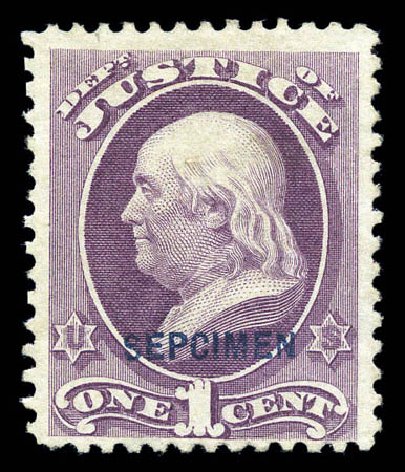 Price of US Stamps Scott Catalogue # O25 - 1873 1c Justice Official. Matthew Bennett International, Sep 2010, Sale 331, Lot 961