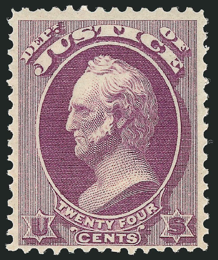 Prices of US Stamps Scott Catalog #O32: 1873 24c Justice Official. Robert Siegel Auction Galleries, Oct 2012, Sale 1033, Lot 4308