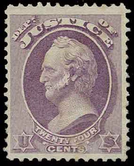 Price of US Stamp Scott O32: 24c 1873 Justice Official. H.R. Harmer, Nov 2013, Sale 3004, Lot 1400