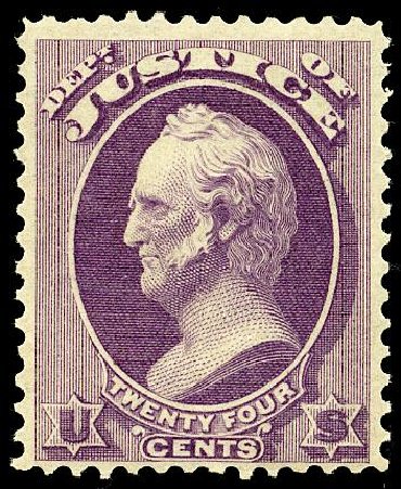 US Stamp Prices Scott Catalog #O32 - 24c 1873 Justice Official. Matthew Bennett International, May 2008, Sale 327, Lot 285