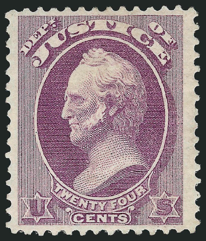 US Stamps Value Scott Cat. #O32: 24c 1873 Justice Official. Robert Siegel Auction Galleries, Oct 2010, Sale 997, Lot 6282