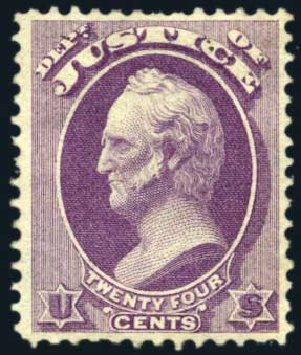 US Stamp Price Scott # O32: 1873 24c Justice Official. Harmer-Schau Auction Galleries, Jun 2008, Sale 78, Lot 1743