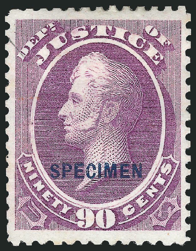 Costs of US Stamp Scott Cat. # O34 - 90c 1873 Justice Official. Robert Siegel Auction Galleries, Dec 2011, Sale 1017, Lot 986
