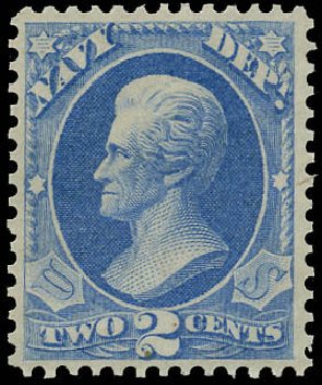 Value of US Stamps Scott Catalog # O36 - 1873 2c Navy Official. Matthew Bennett International, Jun 2008, Sale 328, Lot 1224