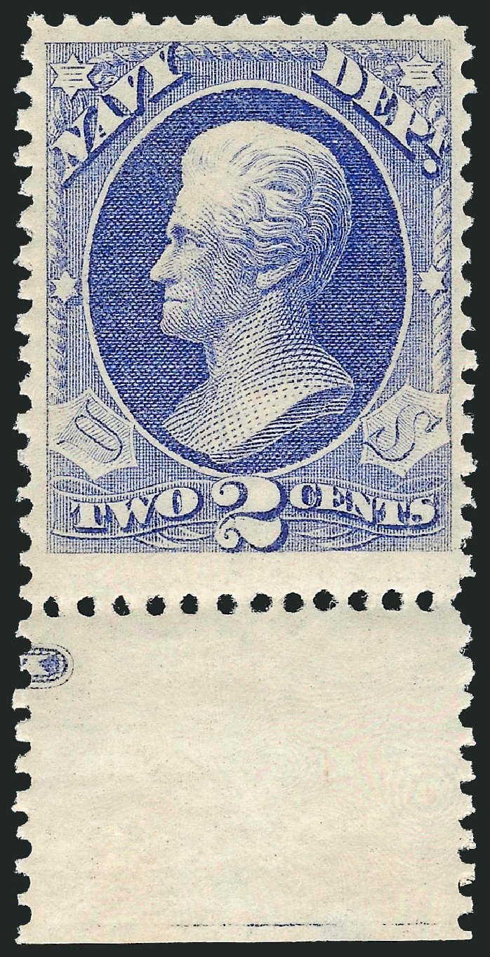 Values of US Stamps Scott Catalog O36 - 1873 2c Navy Official. Robert Siegel Auction Galleries, Dec 2008, Sale 967, Lot 5152